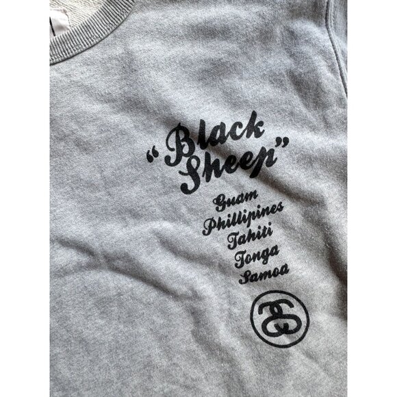 STUSSY Heather Grey Cotton Terry "Black Sheep" Relaxed Sweatshirt, Size M - Picture 6 of 15
